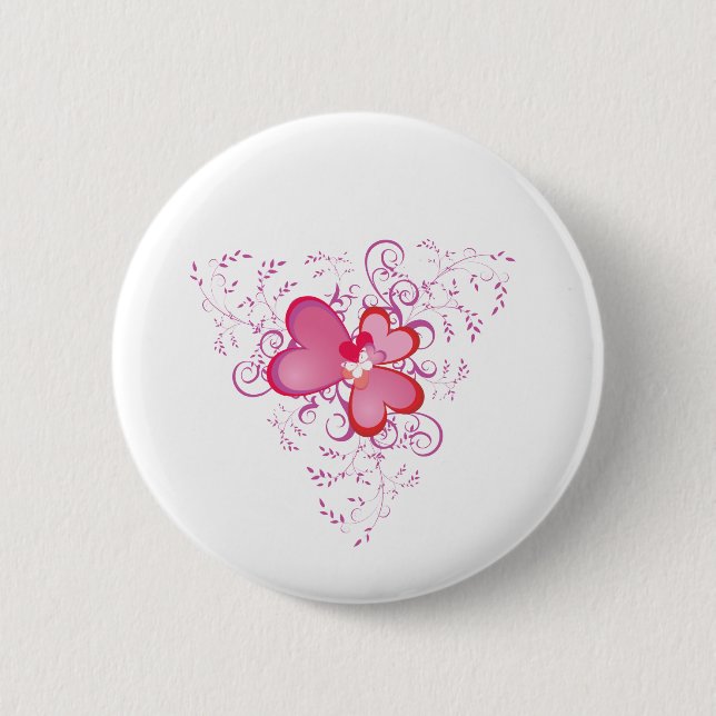 Badge Rond 5 Cm Coeurs roses (Devant)