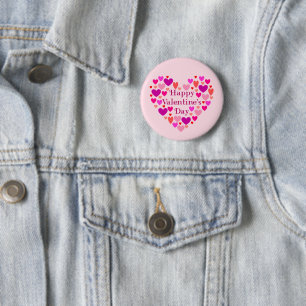 Badge Rond 5 Cm Coeurs roses Bonne Saint Valentin