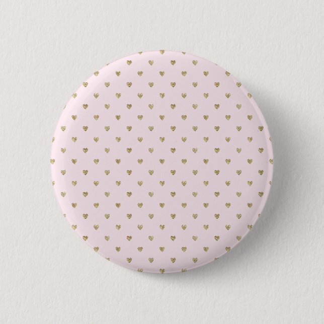 Badge Rond 5 Cm Cœurs roses dorés  (Devant)