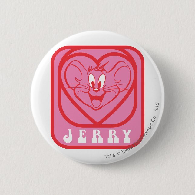 Badge Rond 5 Cm Coeurs roses Jerry (Devant)