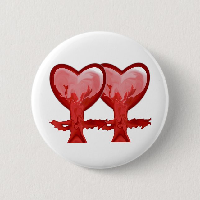 Badge Rond 5 Cm Coeurs rouges (Devant)