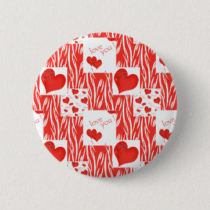 Badge Rond 5 Cm Coeurs rouges, amour.