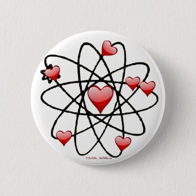 Badge Rond 5 Cm Coeurs rouges de Saint Valentin atomique (Devant)