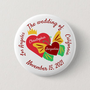 Badge Rond 5 Cm Coeurs rouges, papillons amusants