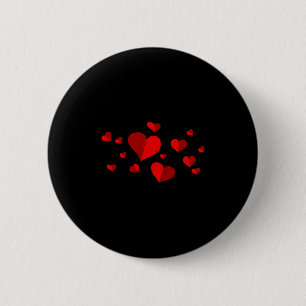 Badge Rond 5 Cm Cœurs Rouges Saint-Valentin Cadeau Amour Filles Ad