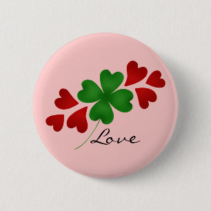 Badge Rond 5 Cm Coeurs shamrocks romantiques