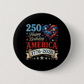 Badge Rond 5 Cm Cœurs USA 1776 2026 4 juillet 250e anniversaire US