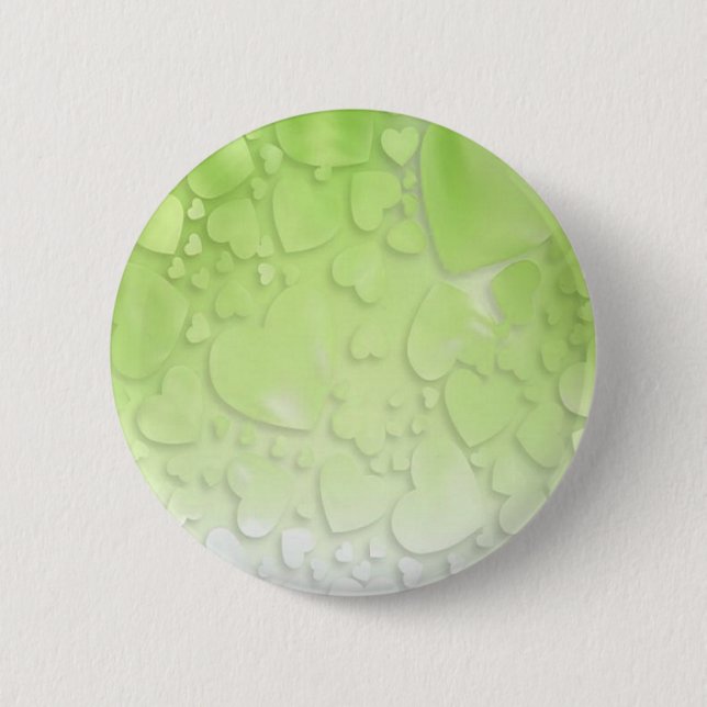 Badge Rond 5 Cm Coeurs verts et blancs Abstraits (Devant)