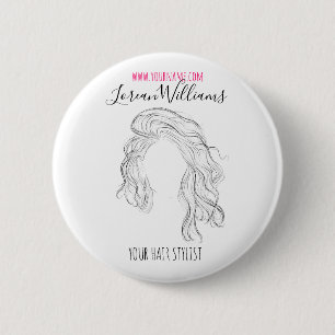 Badge Rond 5 Cm Coiffure longue ondulée Hairstyling marque