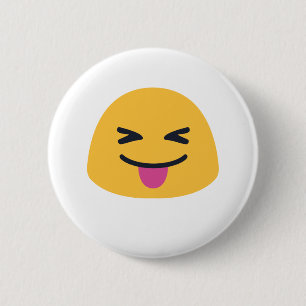 Badge Rond 5 Cm Coincé la langue yeux fermés Emoji
