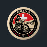 Badge Rond 5 Cm Col Furka | Suisse | Motorcycle<br><div class="desc">Le col de Furka fait dans un emblème vintage et en détresse. Il s'agit d'un fameux col de montagne situé le long des Alpes en Suisse.</div>