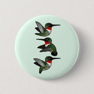 Badge Rond 5 Cm Colibri à gorge rubis volant