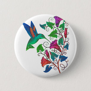 Badge Rond 5 Cm Colibri d'arc-en-ciel