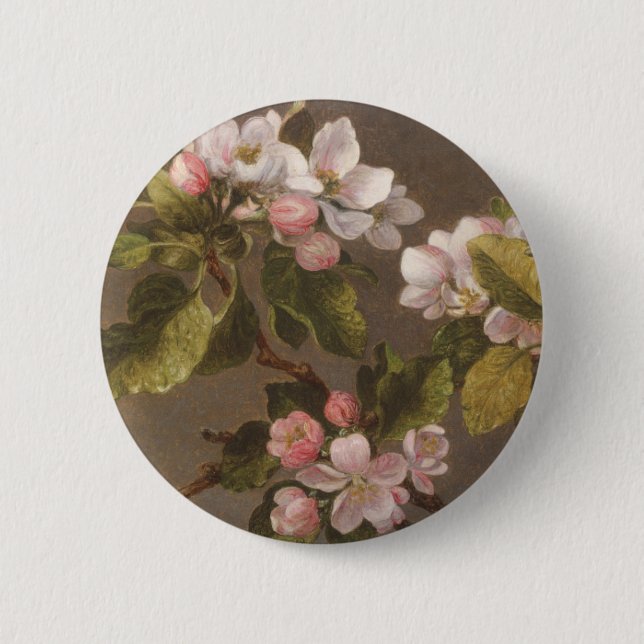 Badge Rond 5 Cm Colibri et fleurs d'Apple (Devant)