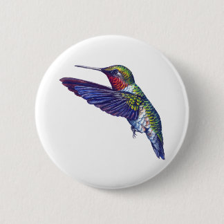 Badge Rond 5 Cm Colibri Throated rouge