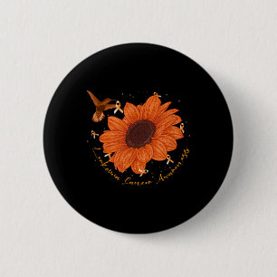 Badge Rond 5 Cm Colibri Tournesol Orange Sensibilisation à la Leuc