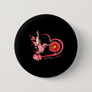 Badge Rond 5 Cm Colibri Tournesol Rouge Ruban de sang Cancer Awar