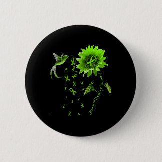 Badge Rond 5 Cm Colibri Vert Ruban Sensibilisation à la santé ment