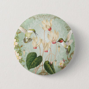 Badge Rond 5 Cm Colibris français vintages modernes