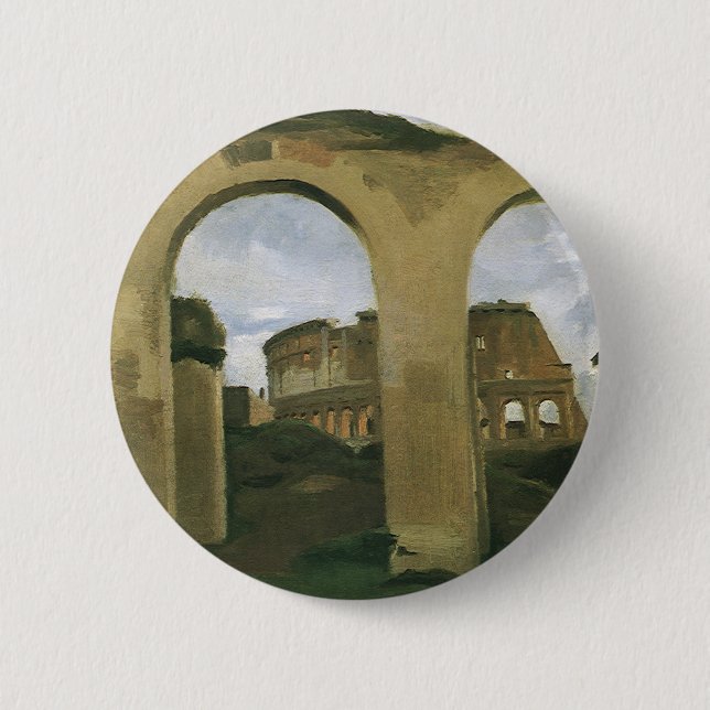 Badge Rond 5 Cm Colisée vue à travers les Arcades à Rome, Italie (Devant)