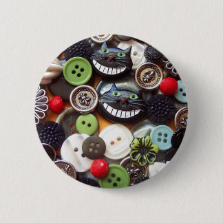 Badge Rond 5 Cm Collage avec les boutons noirs de chat de Cheshire
