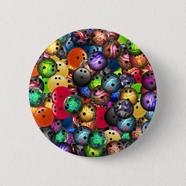 Badge Rond 5 Cm Collage coloré de boules de bowling (Devant)