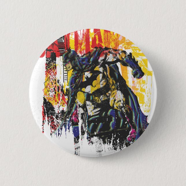 Badge Rond 5 Cm Collage d'art de la ligne Batman (Devant)