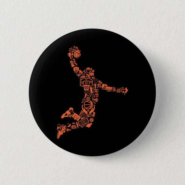Badge Rond 5 Cm Collage de basket-ball (Devant)