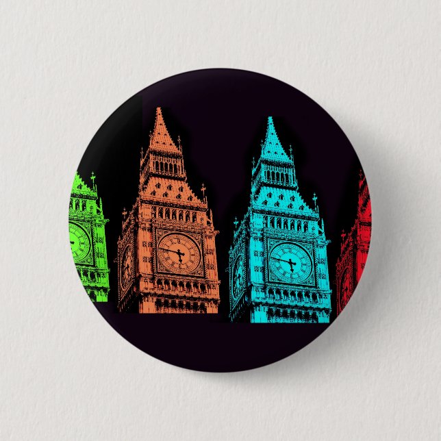 Badge Rond 5 Cm Collage de Big Ben (Devant)