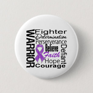 Badge Rond 5 Cm Collage de guerrier de Cancer pancréatique