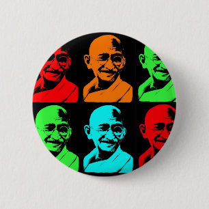 Badge Rond 5 Cm Collage de Mahatma Gandhi