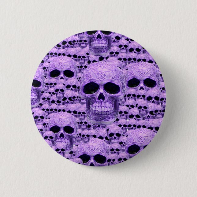 Badge Rond 5 Cm Collage du crâne violet celtique (Devant)
