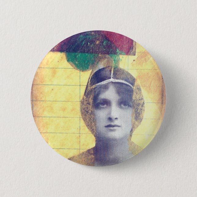 Badge Rond 5 Cm Collage médiatique mixte de femmes vintages en cou (Devant)