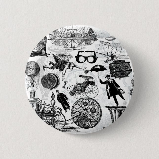 Badge Rond 5 Cm Collage numéro 2 de Steampunk (Devant)