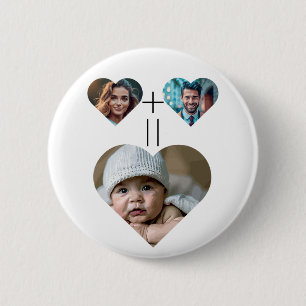 Badge Rond 5 Cm Collage photo de famille personnalisable Son Lui =