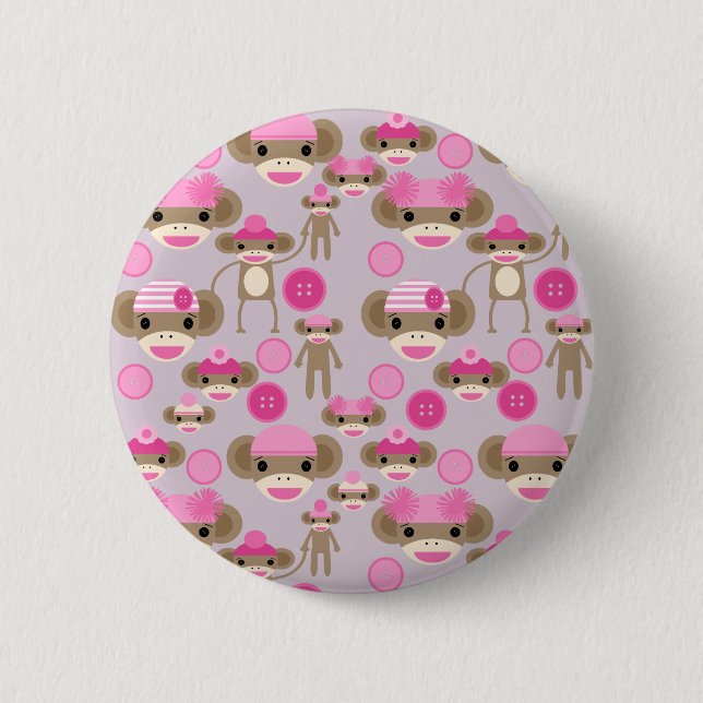 Badge Rond 5 Cm Collage rose Girly mignon de motif de fille de (Devant)