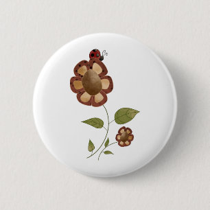 Badge Rond 5 Cm Collection de jardin · Fleur avec la coccinelle