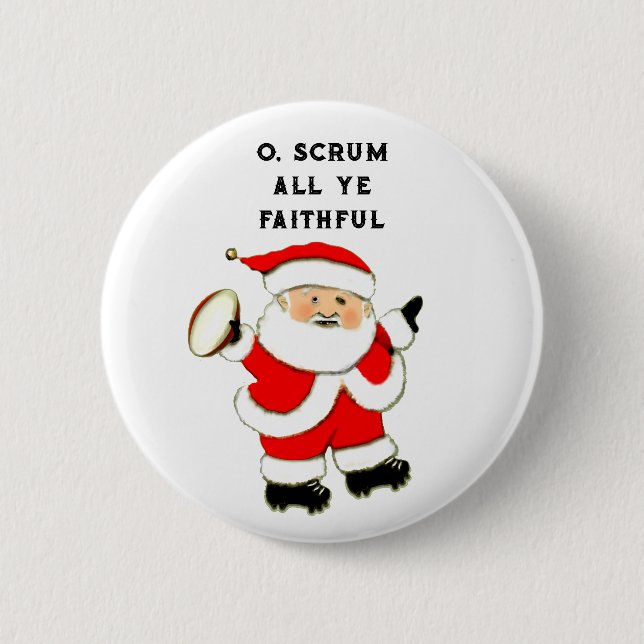 Badge Rond 5 Cm Collection de Noël Rugby (Devant)