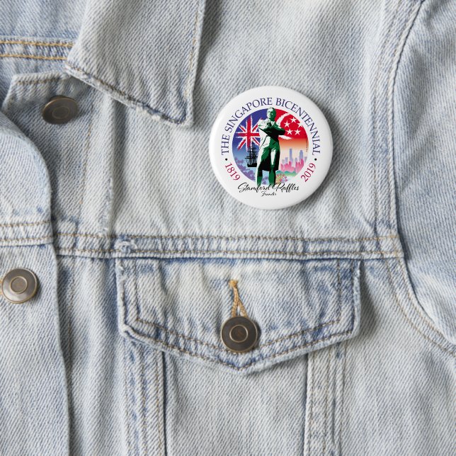Badge Rond 5 Cm Collection du bicentenaire de Singapour v2- (En situation)