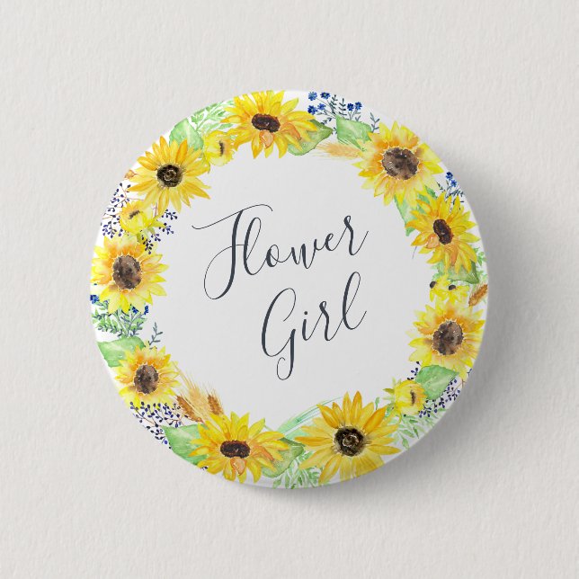 Badge Rond 5 Cm Collection Flowfields | demoiselle d'honneur (Devant)
