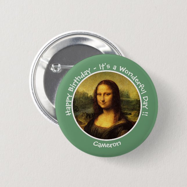 Badge Rond 5 Cm Collection Leonardo da Vinci Mona Lisa (Devant & derrière)