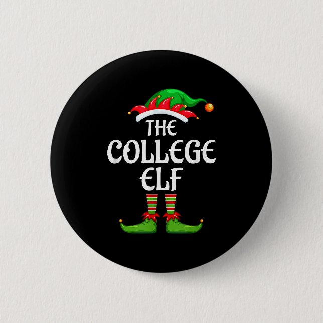 Badge Rond 5 Cm College Elf Matching Famille Groupe Noël (Devant)