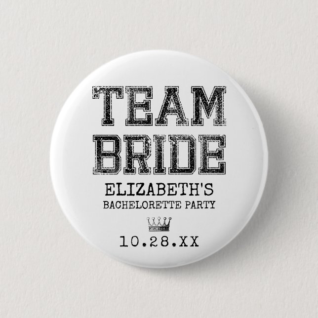 Badge Rond 5 Cm Collegiate Team Bride Bachelorette Party (Devant)