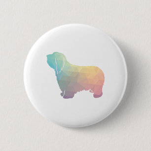 Badge Rond 5 Cm Collie barrée Motif géométrique Silhouette Pastel