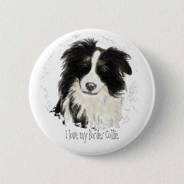 Badge Rond 5 Cm Collie de bordure personnalisée - Collection de ch (Devant)