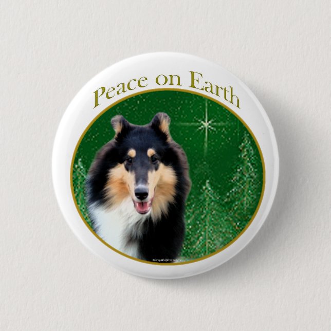 Badge Rond 5 Cm Collie (rude) Paix (Devant)