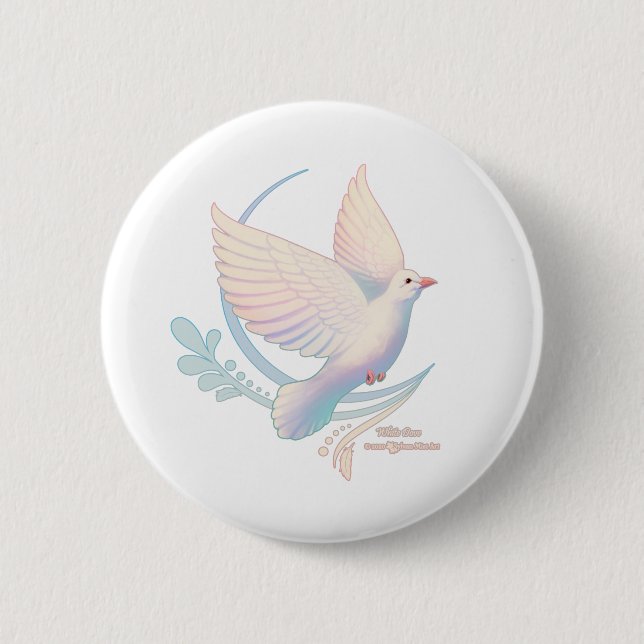 Badge Rond 5 Cm Colombe blanche (Devant)