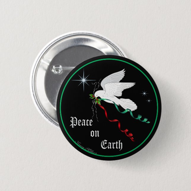 Badge Rond 5 Cm Colombe blanche (Devant & derrière)