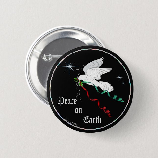 Badge Rond 5 Cm Colombe blanche (Devant & derrière)