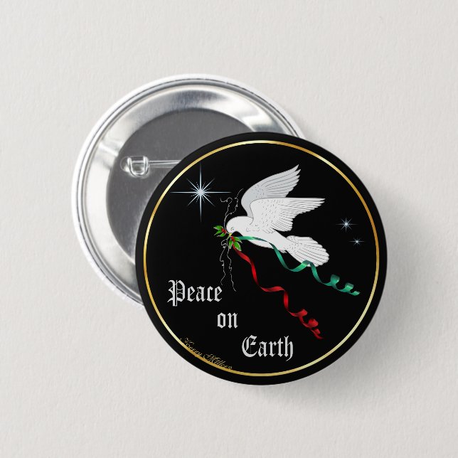 Badge Rond 5 Cm Colombe blanche (Devant & derrière)